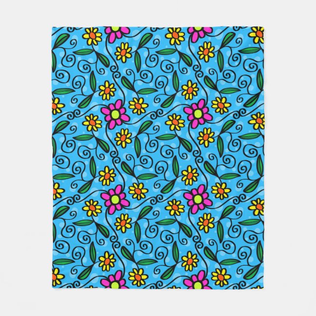 Velo Cobertor de Fleece Floral Abstrato (Frente)