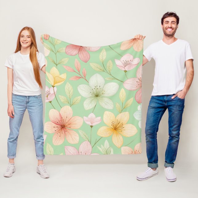Velo Cobertor de Fleece Floral Menta (In Situ)