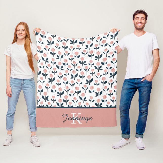 Velo Cobertor de Fleece Floral Monogramado (In Situ)