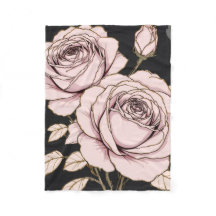Cobertor de Fleece Floral Rosa Bege