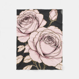 Velo Cobertor de Fleece Floral Rosa Bege