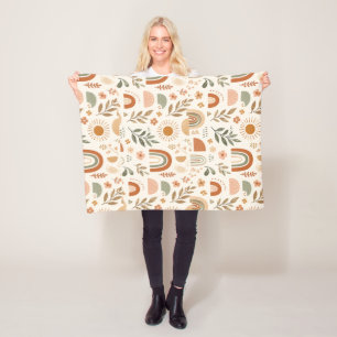 Velo Cobertor de Fleece Floral Sol Arco-Íris Boho Terro