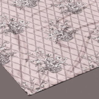 Velo Cobertor de Fleece Floral Toile Vintage em Rosa Be