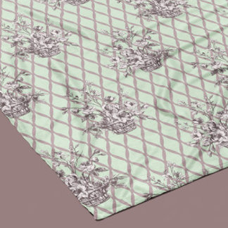 Velo Cobertor de Fleece Floral Vintage em Verde Sage