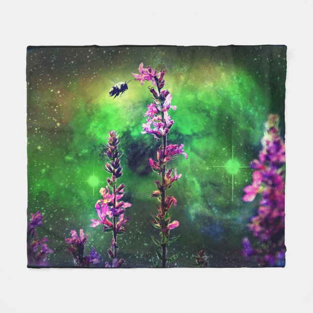 Velo Cobertor de Fleece Flores Silvestres e Abelha Cont (Frente (Horizontal))
