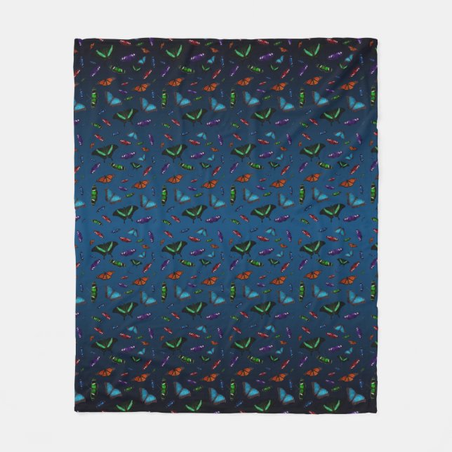 Velo Cobertor de Fleece Flutterbies (Mistura Azul Marin (Frente)