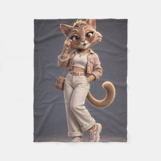 Velo Cobertor de Fleece Fofo de Gatinho Animado 3D para
