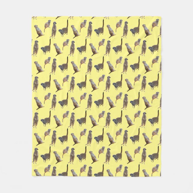Velo Cobertor de Fleece Frenesi de Suricata (Amarelo) (Frente)