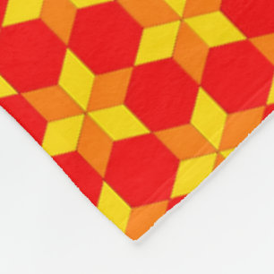 Velo Cobertor de Fleece Geométrico Vermelho Laranja e A