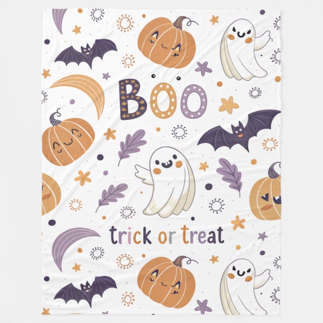 Velo Cobertor de Fleece Grande de Fantasmas de Hallowee (Frente)