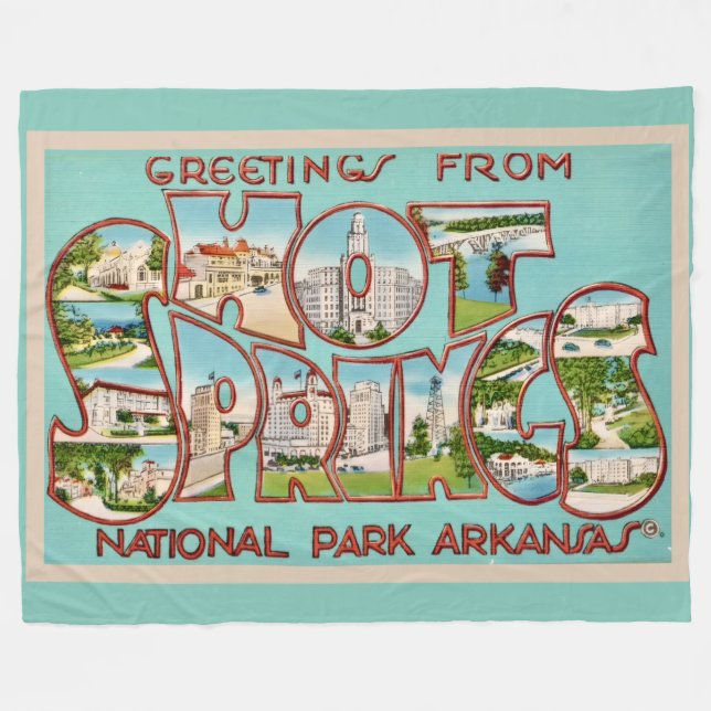 Velo Cobertor de Fleece Hot Springs Arkansas (Frente (Horizontal))