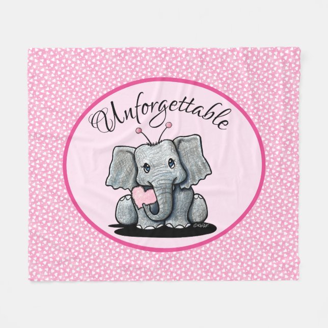 Velo Cobertor de Fleece KiniArt Valentine Elefante (Frente (Horizontal))