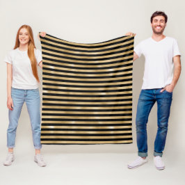 Velo Cobertor de Fleece Listrado Preto e Dourado