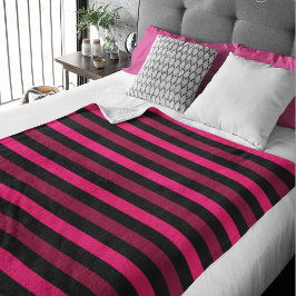 Velo Cobertor de Fleece Listras Magenta e Preto Grande