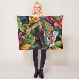 Velo Cobertor de Fleece Lizard Leaves & Colour