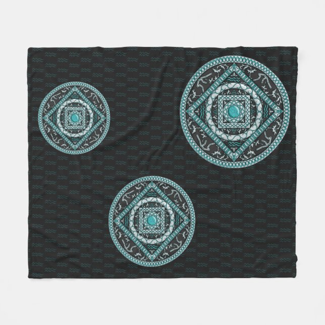 Velo Cobertor de Fleece Mandala de Aquário (Frente (Horizontal))