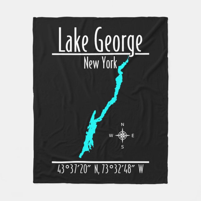 Velo Cobertor de Fleece Mapa do Lago George Nova York (Frente)