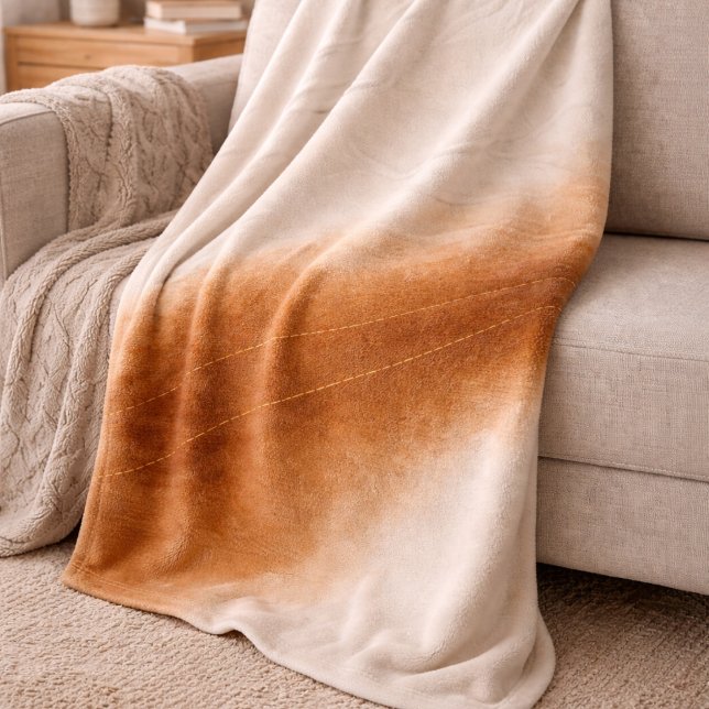 Velo Cobertor de Fleece Marrom Marfim Desvanecido (Ivory fades into warm brown with subtle gold detail, bringing depth and balance to neutral spaces.)