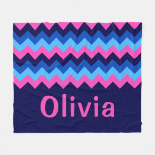 Velo Cobertor de Fleece Médio Monograma Chevron Rosa Az