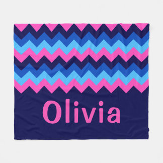Velo Cobertor de Fleece Médio Monograma Chevron Rosa Az