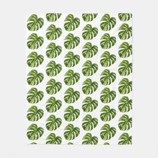 Velo Cobertor de Fleece Monstera Albo (Frente)