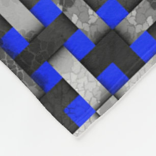 Velo Cobertor de Fleece Mosaico Azul e Cinza Tecido