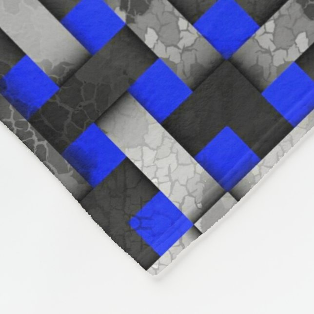 Velo Cobertor de Fleece Mosaico Azul e Cinza Tecido (Quina)