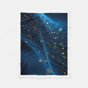 Velo Cobertor de Fleece Nebulosa Azul e Faíscas Dourada