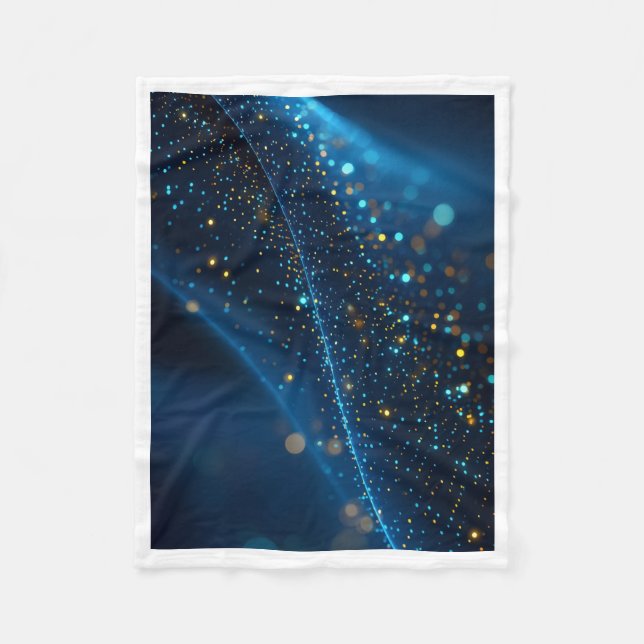 Velo Cobertor de Fleece Nebulosa Azul e Faíscas Dourada (Frente)