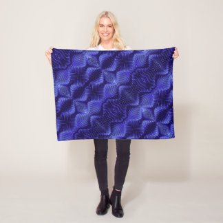 Velo Cobertor de Fleece Ondas Abstratas Azul Elétrico