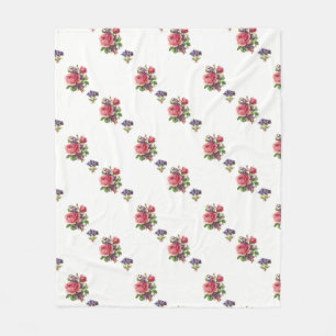 Velo Cobertor de Fleece Padrão Rosas Cor-de-Rosa e Viol