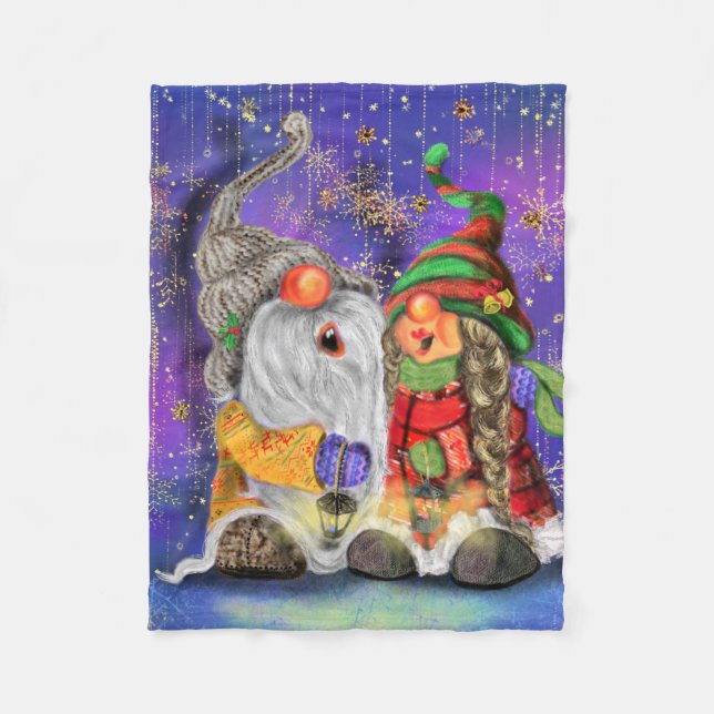 Velo Cobertor de Fleece para Bebê com Gnomos de Natal (Frente)