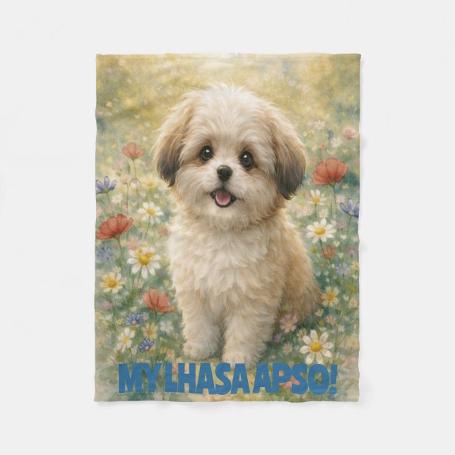 Velo Cobertor de Fleece para Filhote de Lhasa Apso (Frente)
