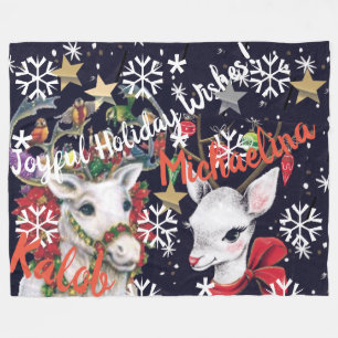 Velo Cobertor de Fleece Personalizado com Rena