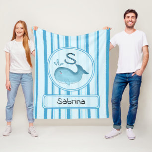 Velo Cobertor de Fleece Personalizado de Baleia Bebê Fo