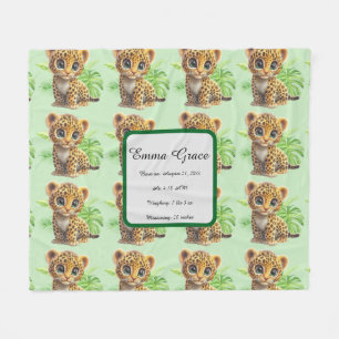 Velo Cobertor de Fleece Personalizado de Bebê Leopardo