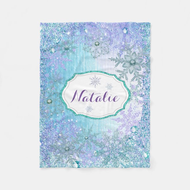 Velo Cobertor de Fleece Personalizado Floco de Neve Fro (Frente)