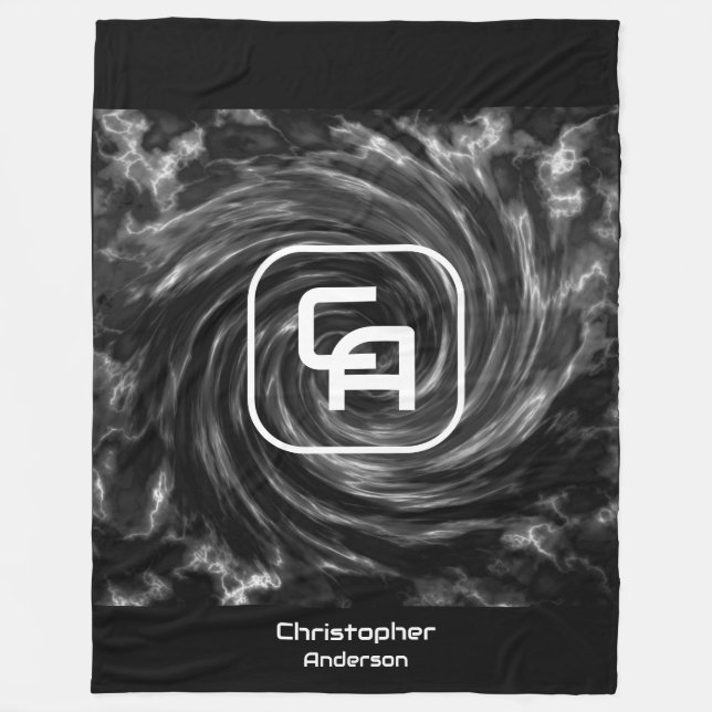 Velo Cobertor de Fleece Preto Cinza Fumaça Retorcido (Frente)