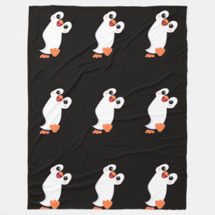 Velo Cobertor de Fleece Preto de Amor de Pinguim Fofo