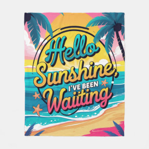Velo Cobertor de Fleece Retro Tropical Beach Hello Suns