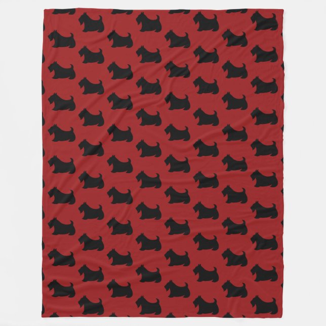 Velo Cobertor de Fleece Retro Vermelho Scottish Terrier (Frente)