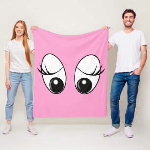 Velo Cobertor de Fleece Rosa Engraçado com Olhos Surpre