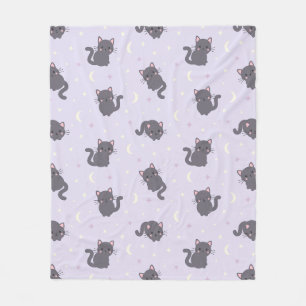 Velo Cobertor de Fleece Roxo com Gato Cinza Fofo