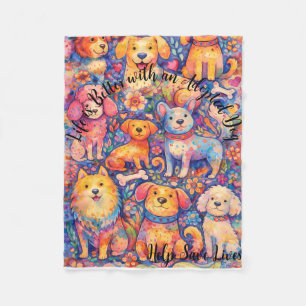 Velo Cobertor de Fleece Tema Cachorro Adoptado 76 cm x