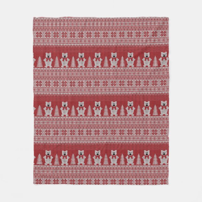 Velo Cobertor de Fleece Urso Polar de Natal Fofo (Frente)