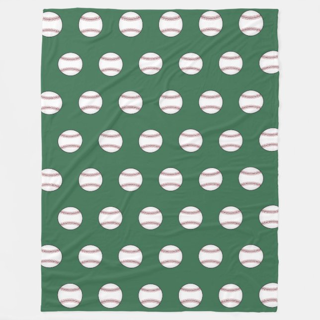 Velo Cobertor de Fleece Verde de Beisebol (Frente)
