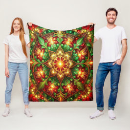 Velo Cobertor de Fleece Verde Vermelho Decorativo