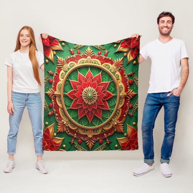 Velo Cobertor de Fleece Verde Vermelho Decorativo (In Situ)