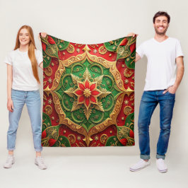 Velo Cobertor de Fleece Verde Vermelho Decorativo