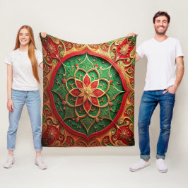 Velo Cobertor de Fleece Vermelho Verde Decorativo